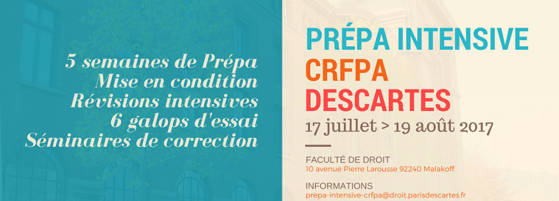 Une prépa intensive d’été CRFPA à Paris Descartes