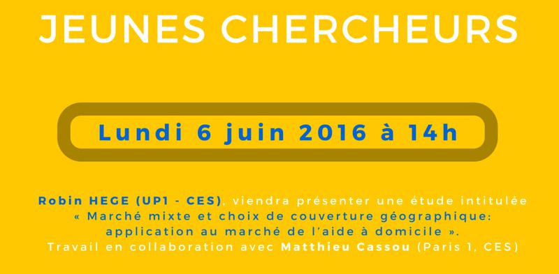 Séminaire « jeunes chercheurs » – Lundi 6 juin 2016 à 14h