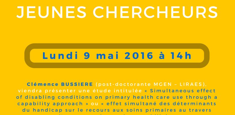 Séminaire « jeunes chercheurs » – Lundi 9 mai 2016 à 14h