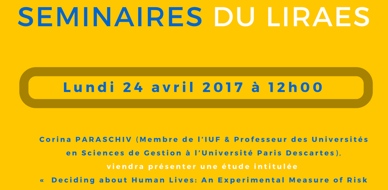 Les séminaires du LIRAES – Lundi 24 avril 2017 à 12h00