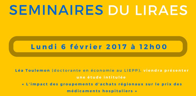 Les séminaires du LIRAES – Lundi 6 février 2017 à 12h00