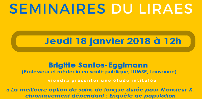 Les séminaires du LIRAES – Jeudi 18 janvier 2018 à 12h00