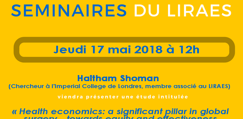 Les séminaires du LIRAES – Jeudi 17 mai 2018 à 12h00