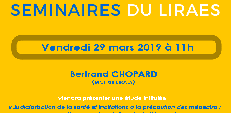 Les séminaires du LIRAES – Vendredi 29 mars 2019 à 11h
