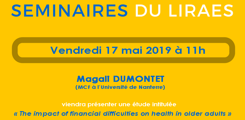 Les séminaires du LIRAES – Vendredi 17 mai 2019 à 11h