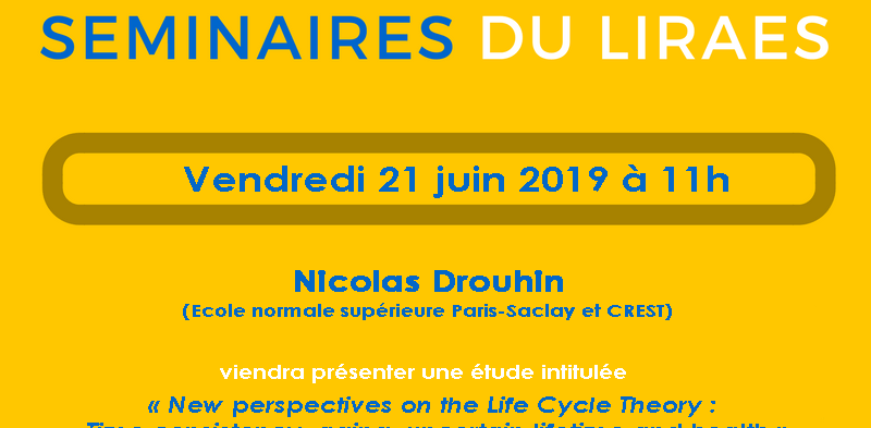 Les séminaires du LIRAES – Vendredi 21 juin 2019 à 11h