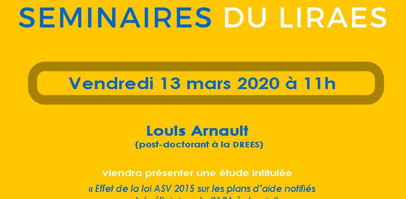 Les séminaires du LIRAES – Vendredi 13 mars 2020 à 11h