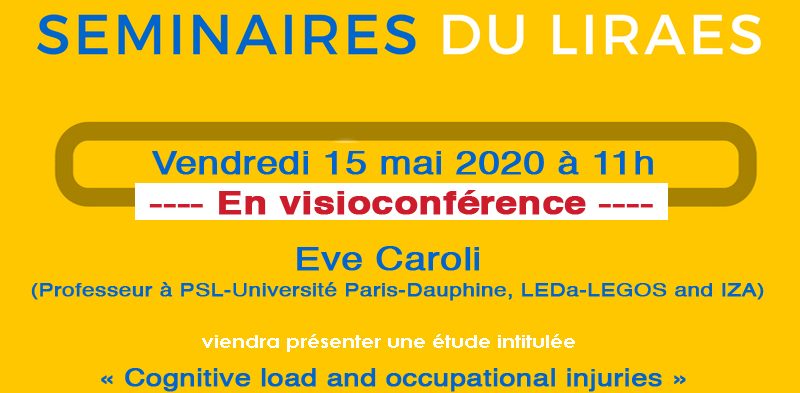 Les séminaires du LIRAES – Vendredi 15 mai 2020 à 11h en visioconférence