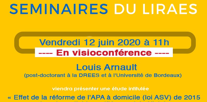 Les séminaires du LIRAES – Vendredi 12 juin 2020 à 11h en visioconférence