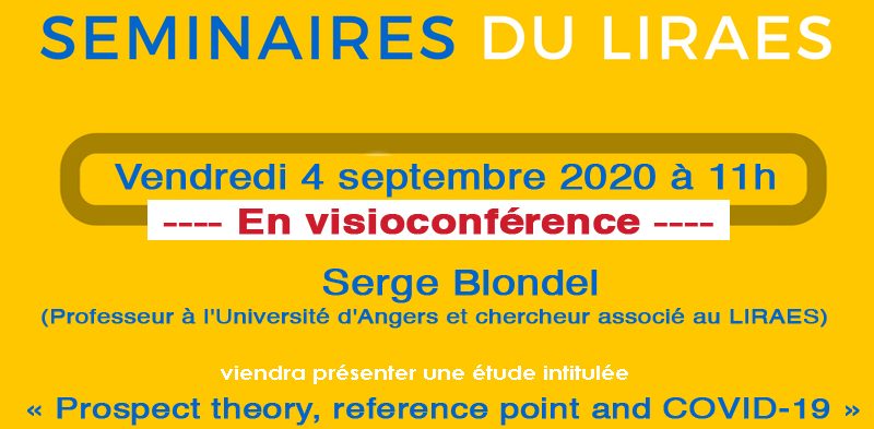 Les séminaires du LIRAES – Vendredi 4 septembre 2020 à 11h en visioconférence