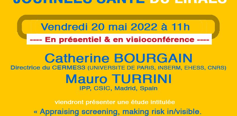 Appraising screening, making risk in/visible. The medical debate over Non‐Rare Thrombophilia (NRT) testing before prescribing the pill (20 mai 2022 – 11h)